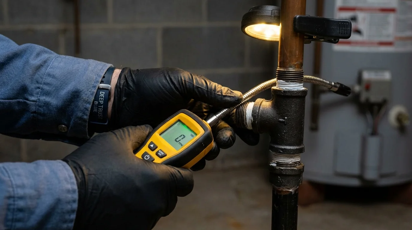 Gas leak detection with electronic sniffer by Johns Plumbing LLC in Spring House