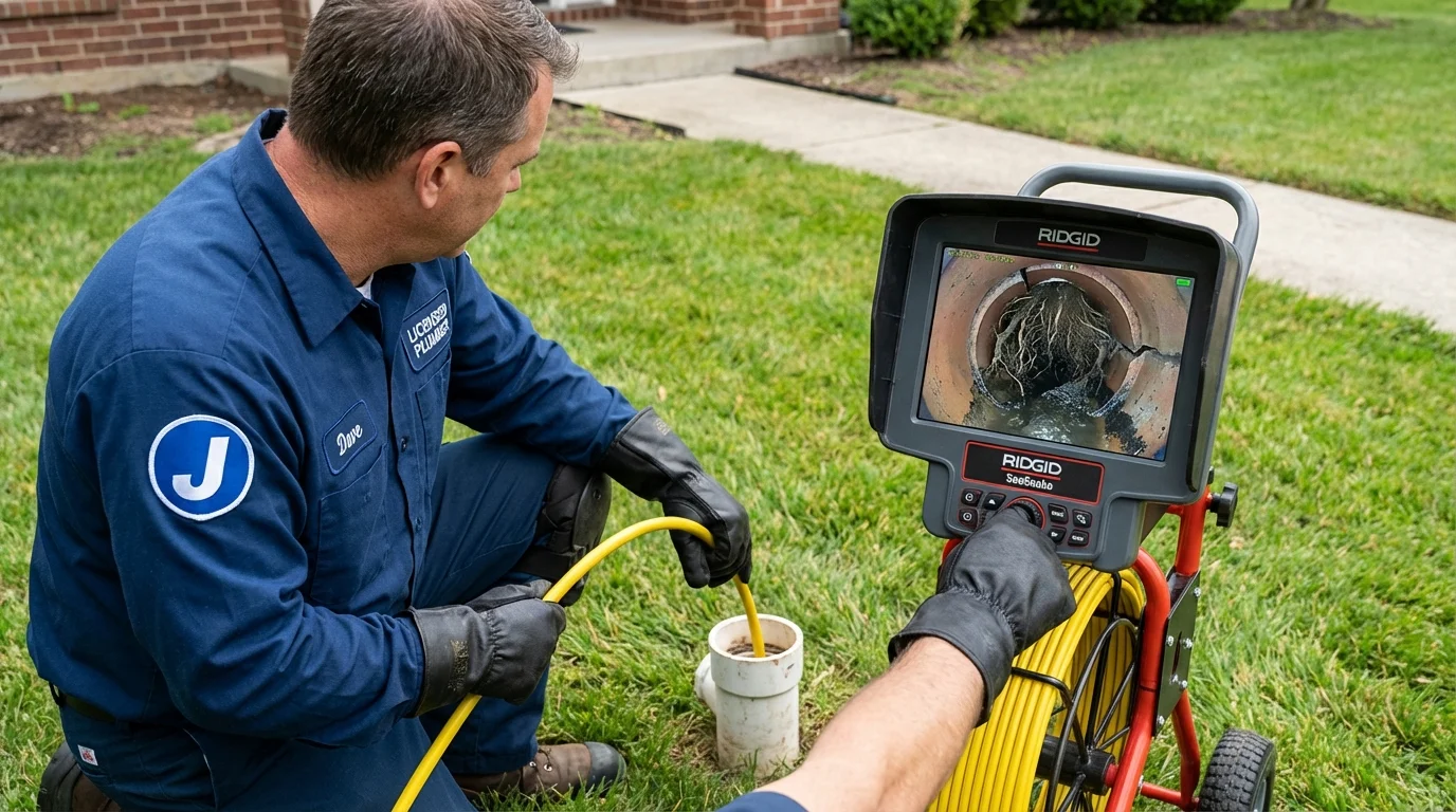 Sewer camera inspection being performed by Johns Plumbing LLC in Spring House